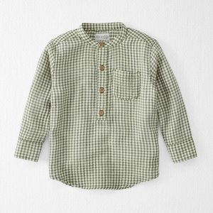 [Little Planet] Gingham Cotton Gauze Henley